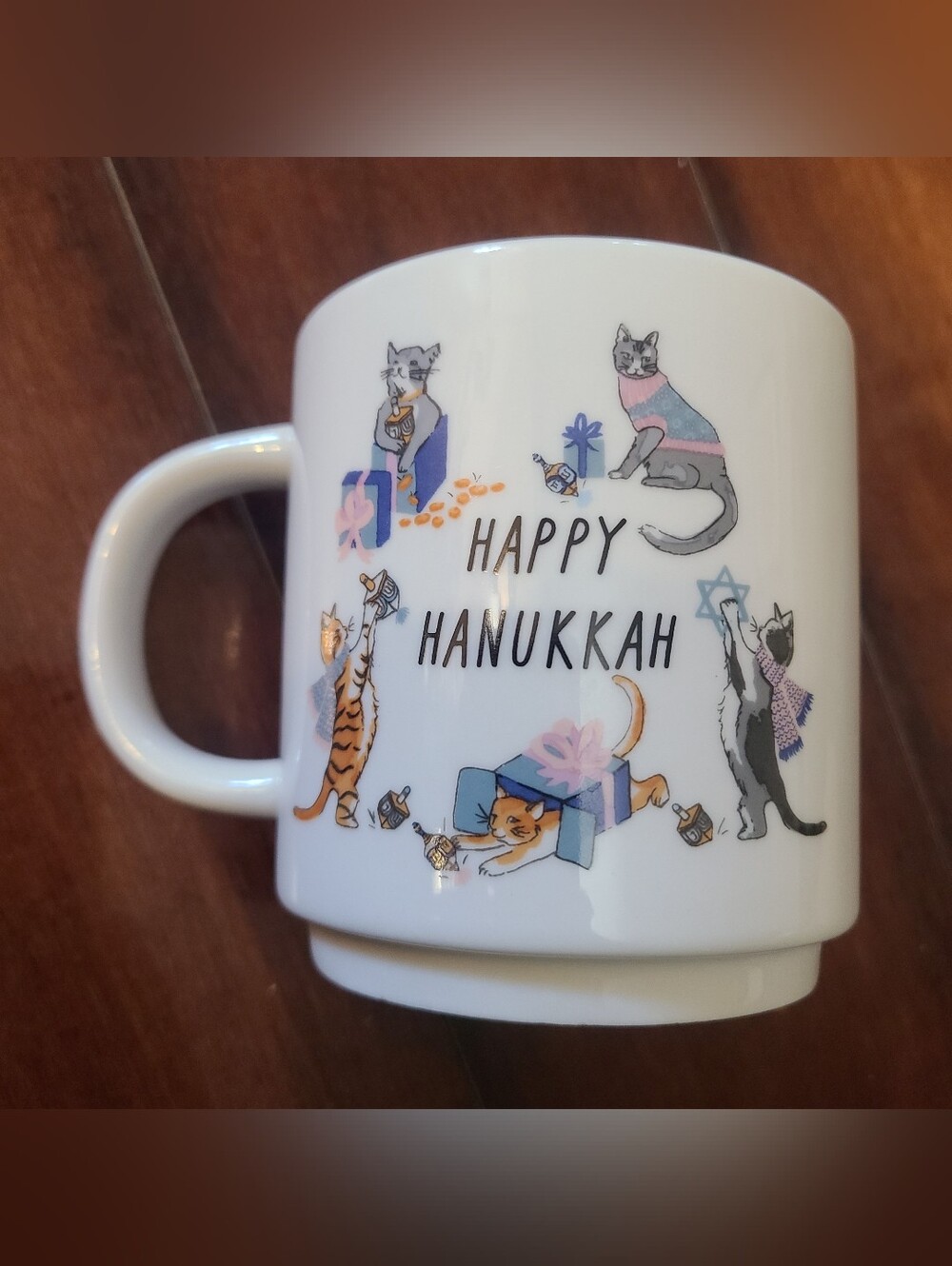 Threshold Hanukkah Cat Mug - Stoneware Coffee Cup - Cats & Dreidels - 16oz